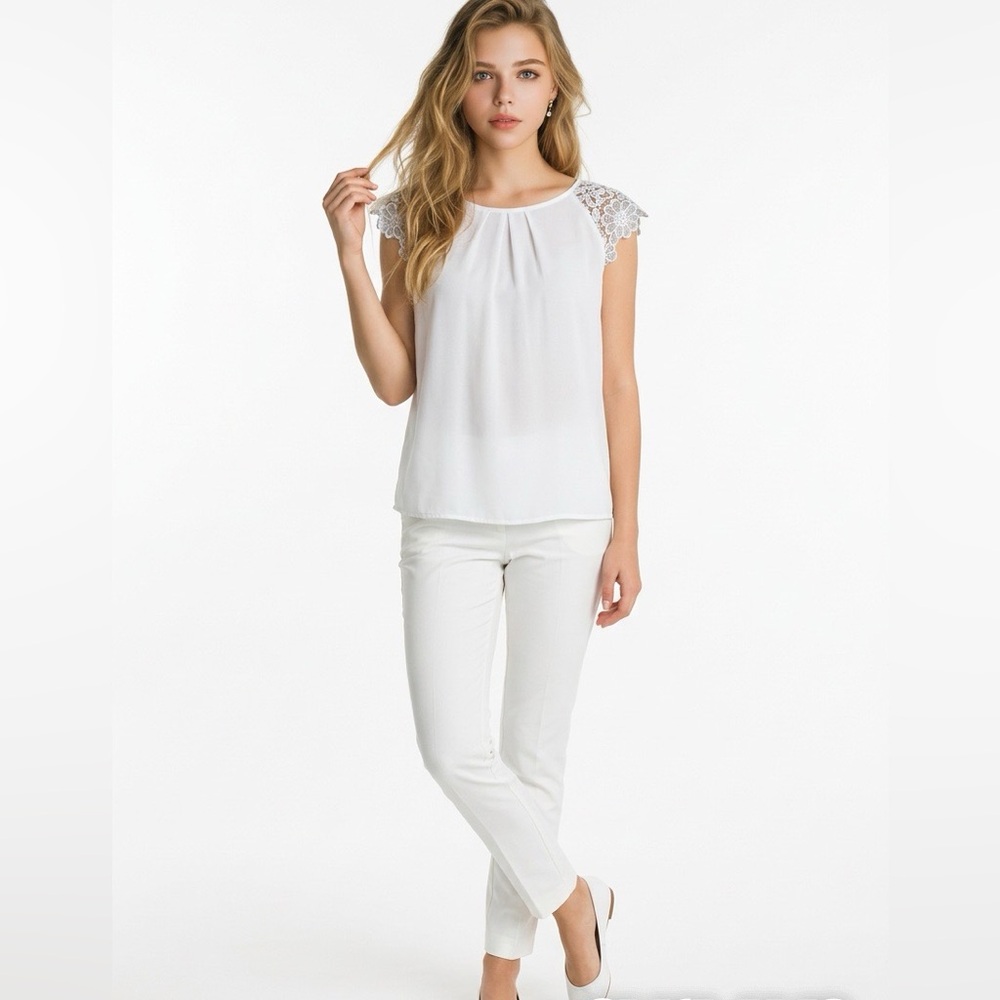 Philosophy Republic Clothing White Lace Sleeve Blouse | Size Small